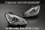Mercedes-Benz W204 C-Class 後期 3Dエンジェルアイ プロジェクター ヘッドライト [インナークローム] 左右 カスタム パーツ セダン ワゴン