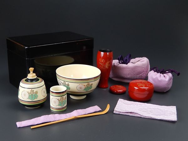 茶道具 茶箱揃 茶箱セット 野点 時代物 仕覆 初だし品 茶道具 茶箱