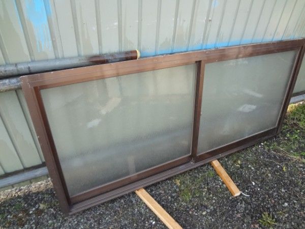 中古 アルミサッシ W1695×H755 内付 建具 型板 ガラス ブラウン 窓 DIY 