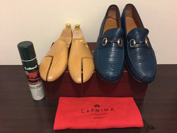 極美品【カルミナ／CARMINA】リザードビットローファー8h／26.5 