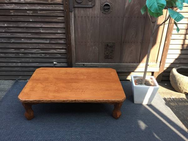 屋久杉 猫脚 座卓 幅120cm 座敷机 ローテーブル センターテーブル 和家具　
