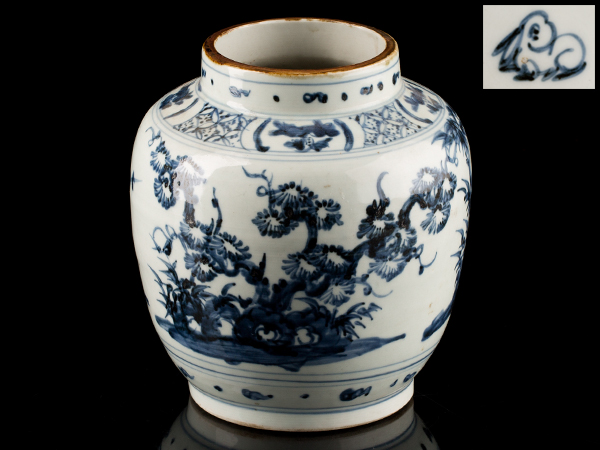 【琴》中国古玩 時代唐物古染付壷 LAX442