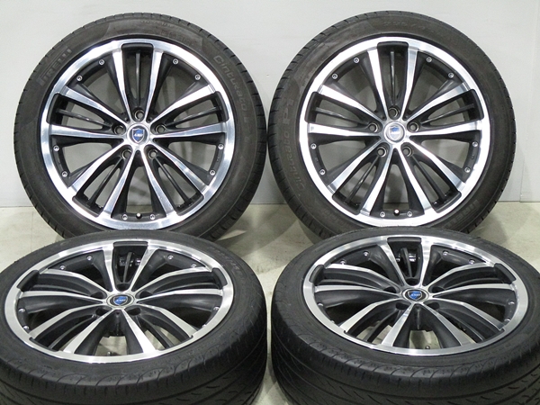 【ブラックポリッシュ】AMD 18x7.5J 5H114.3 ピレリ[225/45R18]4本 エスティマ マークX クラウン RX-8 ティアナ　ジオ ジューク 等 G388