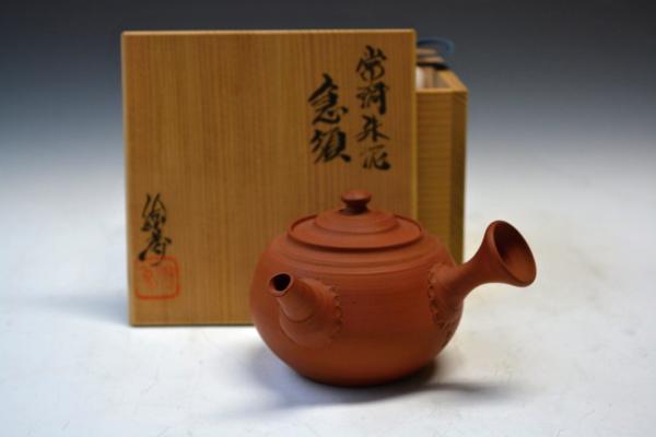 □山田絵夢 4代山田常山 朱泥 煎茶椀 急須 茶注 常滑 煎茶