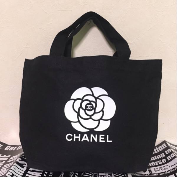 CHANEL ノベルティ トートバッグ ブラック CHANEL キャンバスバッグ 黒