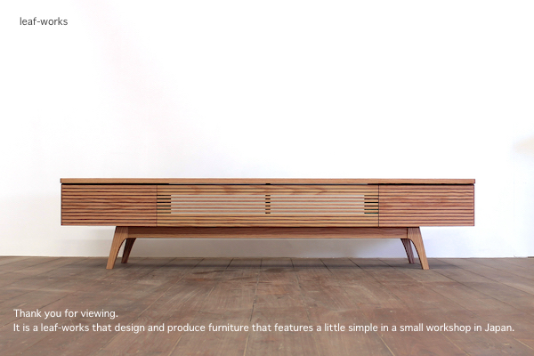 【手作り家具】オーク無垢材のシンプルなTVボード w170 ナチュラル ハンドメイド テレビ台 ローボード 北欧 フラップ扉 leaf-works