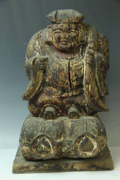 時代彩色木彫大黒天像 桃山期 A137