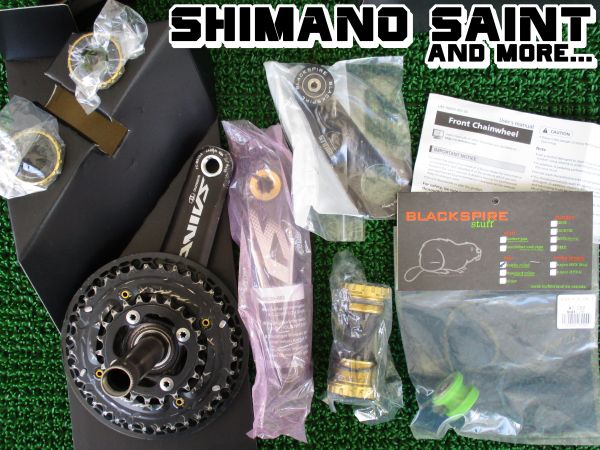 【委託B】Shimano SAINT FC-M810-2/BLACK SPIRE STINGER/grunge ペダル/BLACK SPIREローラー付き