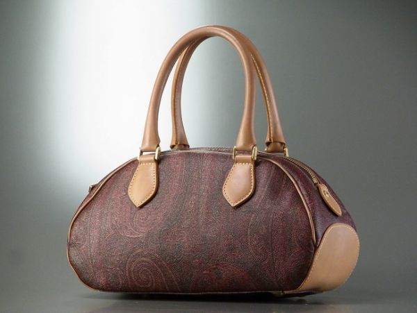 P3523*イタリア製*エトロ/ETRO*レザー×PVC*ペイズリー柄*ハンドバッグ 