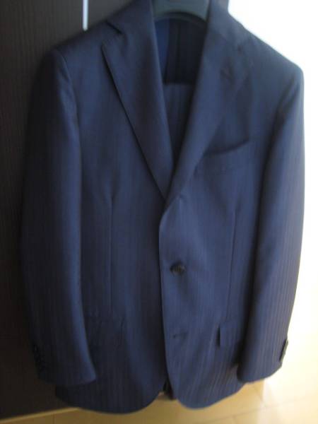 春夏 LARDINI ラルディーニ ウール ソラーロ シャドウストライプ スーツ ネイビー 42★