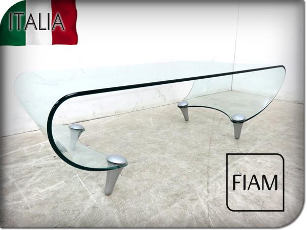 ガラステーブル フィアムイタリア 定価35万円 FIAM Italia Genio