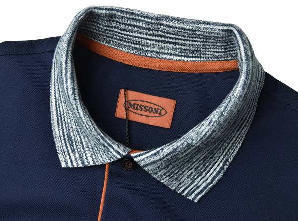 4，8万【ミッソーニ】◇さり気にブランドアピール！◇サラッと快適素材◇アイコン柄トリム鹿の子ポロシャツ