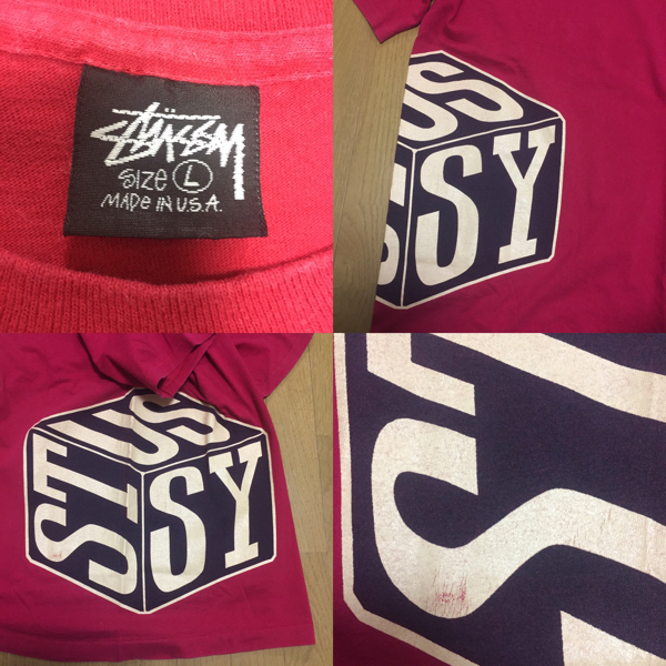 80s 黒タグ ビンテージ ステューシー ダイスロゴプリント Tシャツ L