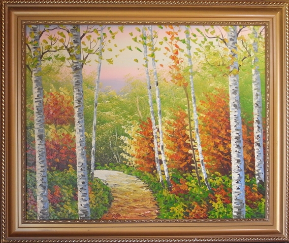 正規品，人気セール 油絵 油彩 肉筆 自然 風景画 白樺の木 道 豪華額縁 インテリア アート c-5(自然、風景画)｜売買されたオークション情報、yahooの商品情報をアーカイブ公開 - オークファン 自然、風景画