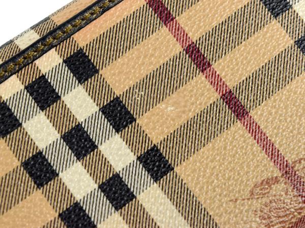 バーバリー ノバチェック キャンバス×レザー 長財布 ベージュ×ピンク