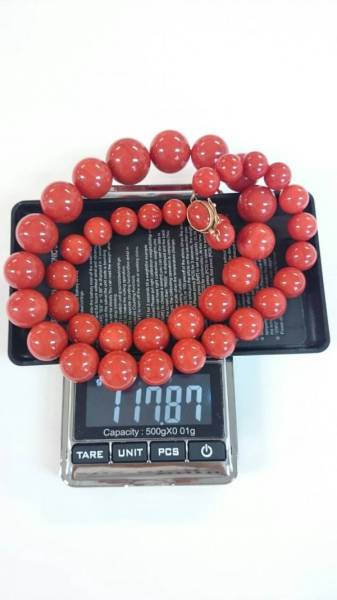 2540　サンゴ　珊瑚　ネックレス　10㎜～17㎜　約117g　18ｋ刻印　中古_3