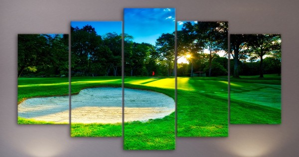 アート 壁 装飾 芝とバンカー 壁掛け 5P ゴルフ 芝生 空 大人の休日