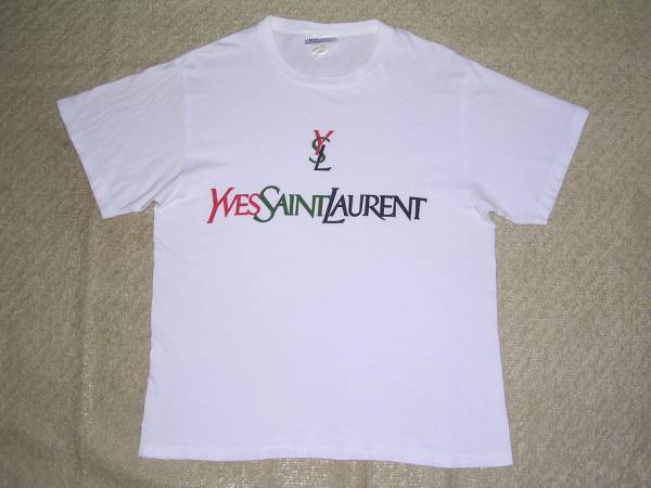 メンズ Yves Saint Laurent Tシャツ ロゴ ホワイト ヴィンテージ