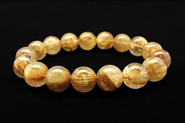 ゴールド タイチン ルチル ブレスレット 7A 12.5mm 金針 極煌13A繁栄を