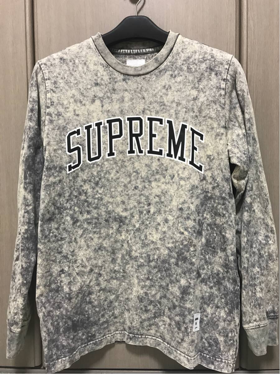 極美品 Supreme 17SS Acid Wash Arc Logo LS Tee M ロンT ロゴ アーチロゴ
