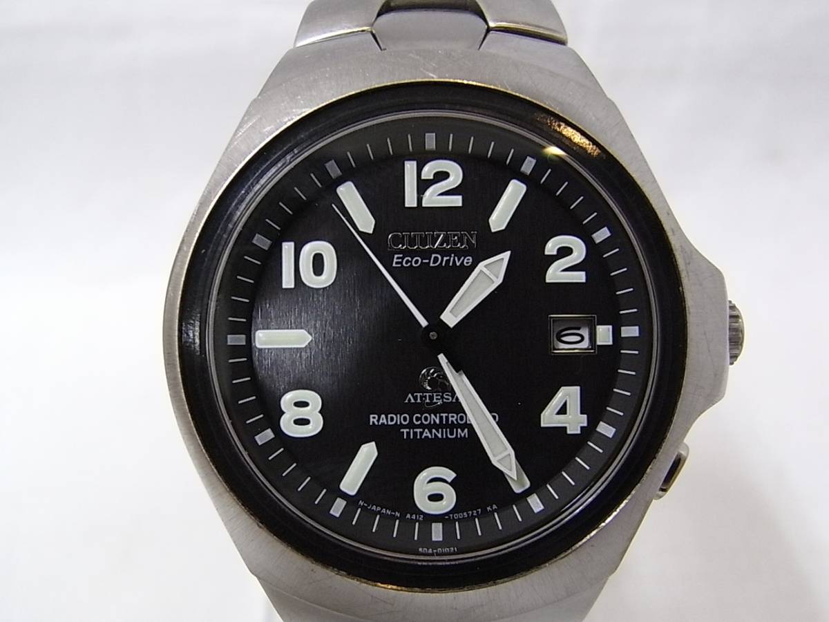 Used可動品☆CITIZEN Eco-Drive ATTESA A412-T003265Y メンズソーラー 
