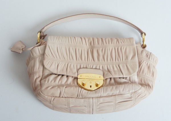 PRADA プラダ ギャザー 2way ショルダーバッグ ハンドバッグ ナッパレザー