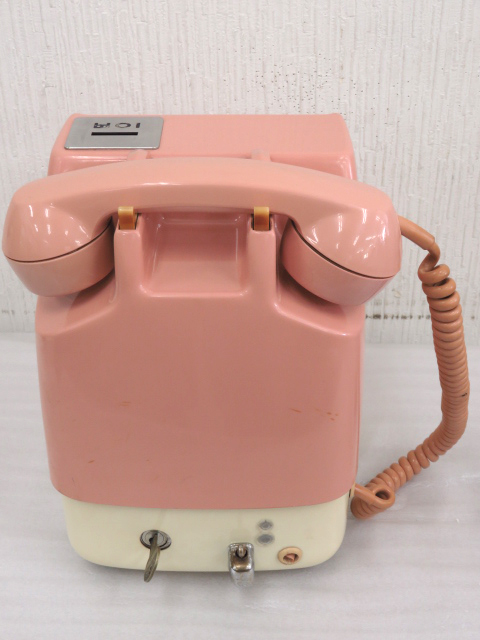 レトロ ダイヤル式 ピンク 電話 アンティーク ジャンク 公衆電話 
