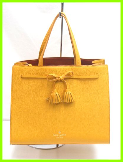 61277★美品 kate spade/ケイトスペード 2way ハンドバッグ ヘイズストリートイソベル マスタード/レザー/ショルダー/タッセル/保管袋付