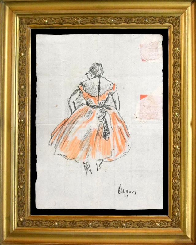 ★「模写」 エドガー・ドガ 希少作品 肉筆画 バレエダンサー 絵画 ドローイング(パステル) 26.5cm×19.2cm_1