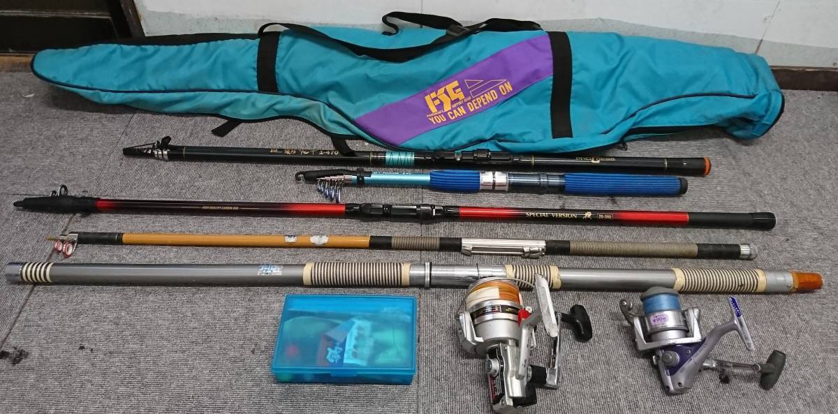 1円☆釣り具セット ロッド5本/リール2点/その他 大量セット☆
