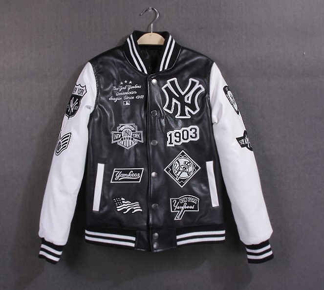 極上★★豪華ワッペン刺繍 ★★ 美品※最上級※ヤンキース高級レザー スタジャン(ホワイト) L