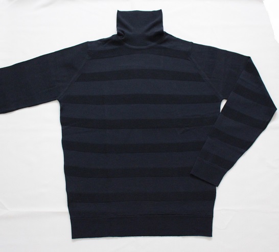 新品 ジョンスメドレー 30G メリノウール ロールネック XLサイズ　ミッドナイト