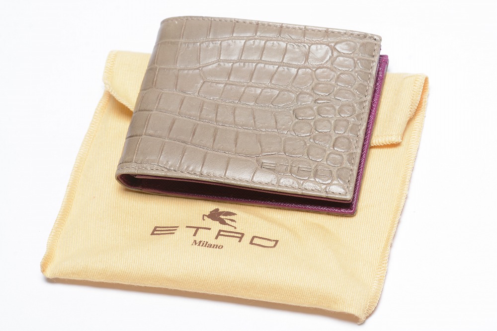 新品 ETRO 二つ折り財布 ウォレット バイカラー/型押し レザー【メンズ】【レディース】イタリア製 エトロ 272712