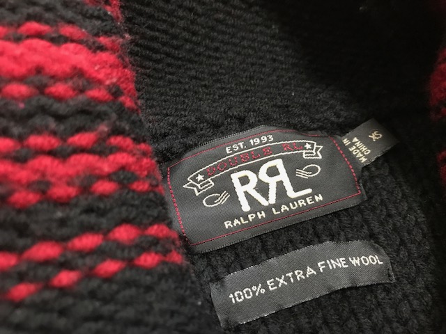 RRL ショールカラー ニット XS ダブルアールエル セーター カーディガン デニム バッグ POLO ラルフローレン USA MarkLarge