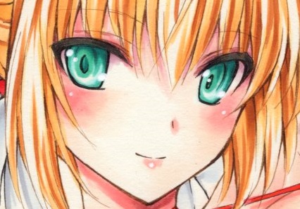 手描きイラスト Fate/EXTRA ＜ 赤セイバー ＞ あかいいなずま 同人