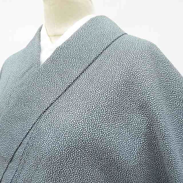 ◆着物セレク◆ 1円 小紋 美品 化繊 黒 白 洗える 身丈168.4cm 裄丈69cm ランクAA
