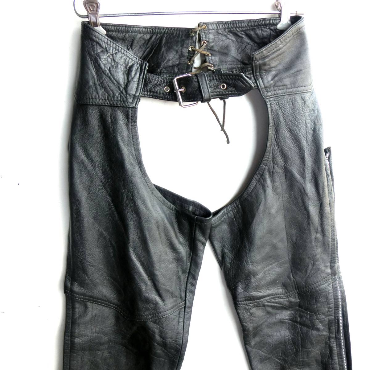 R/9.18 PRO-SPORTS LEATHER アメリカ古着 本革 レザーチャップス 黒 