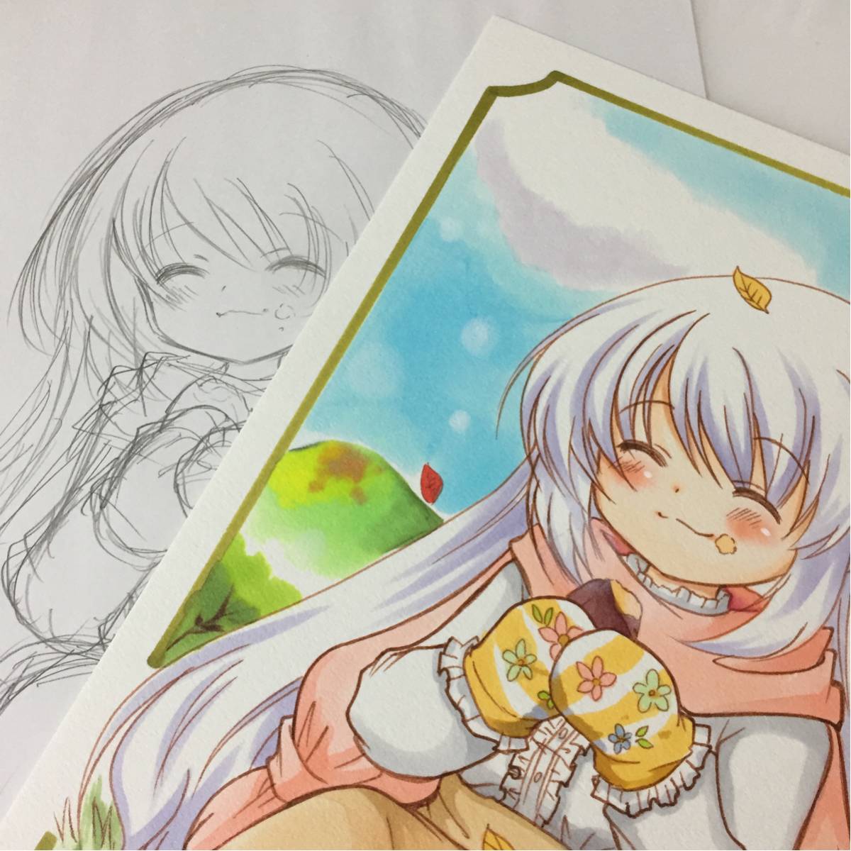 手描きオリジナルイラスト A4サイズ 食欲の秋