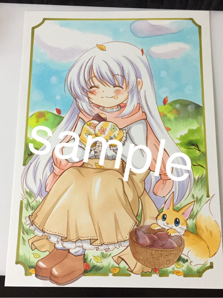 手描きオリジナルイラスト A4サイズ 食欲の秋