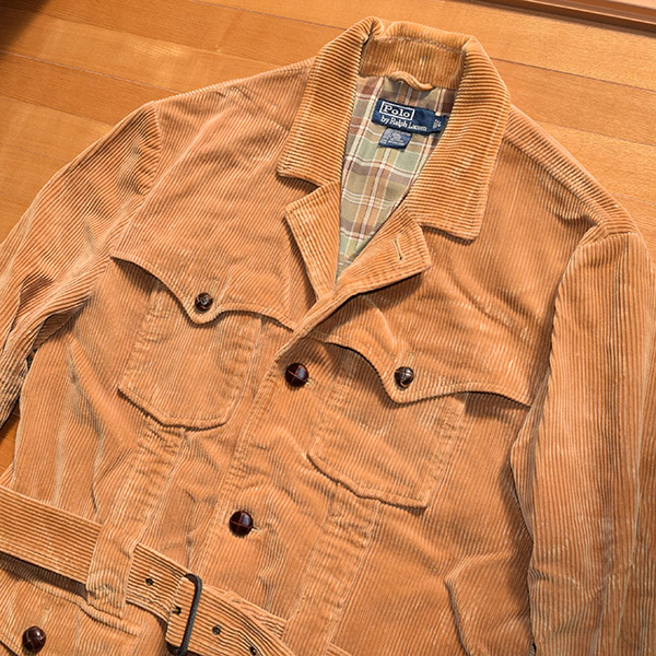 希少！Polo Ralph Lauren コーデュロイ ハンチング コート フィールド ジャケット L ミリタリー Vintage