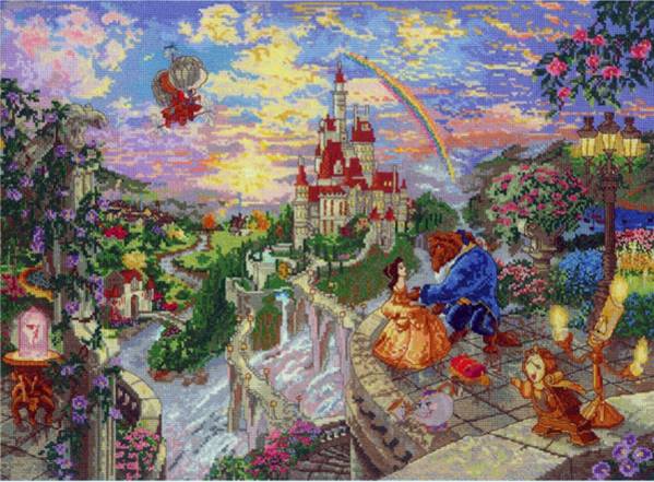即決ディズニー☆クロスステッチキット「美女と野獣」☆キンケード☆Beauty and the Beast Falling in Love