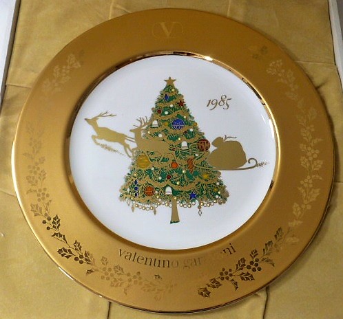 美品 / 未使用 / 限定生産品 ★ ヴァレンティノ・ガラヴァーニ ★ クリスマスプレート / 1985年 ★ 保存箱 / 布袋付き