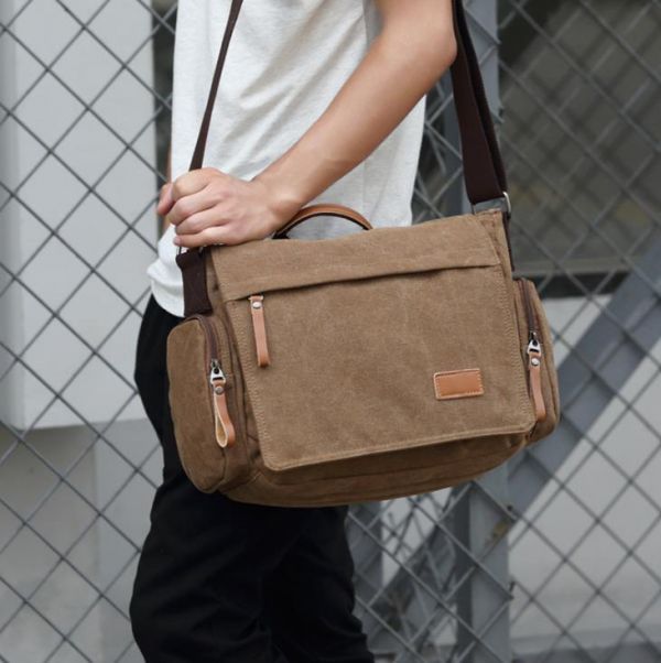 0321/6.4斜め掛け かばん A4 サイズ 通学 メンズ レディース バッグ 帆布 ショルダーバッグ★ブラウン★_2