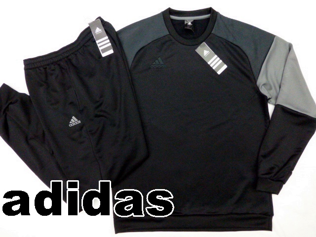 新品 アディダス スウェット 上下セット メンズ Oサイズ 黒 ★機能素材 CLIMALITE 吸水速乾 軽量★スポーツウエア トレーニング 練習着