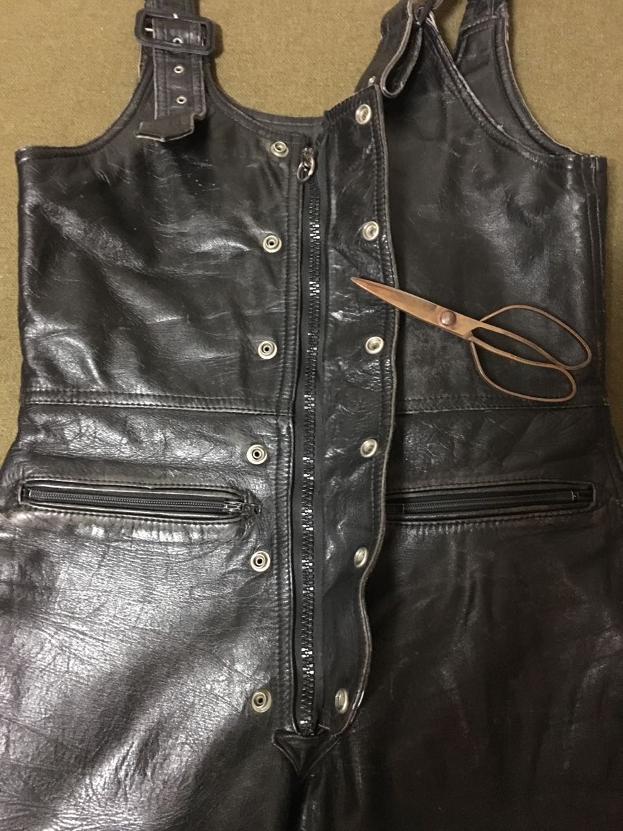 ⑤lewis leathers ルイスレザー ビンテージ レザーオーバーオール 34