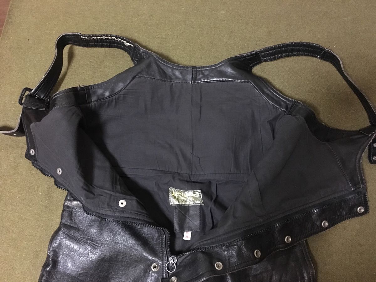 ⑤lewis leathers ルイスレザー ビンテージ レザーオーバーオール 34