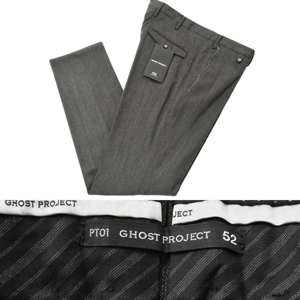 新品 4.2万 PT01【52】SKINNY FIT/スラックスパンツ ノータック/総柄/ウールストレッチ【メンズ】ピーティーゼロウーノ 251470