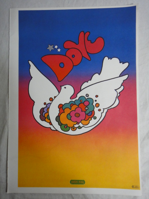【1970年代】ピーターマックス「DOVE」ヴィンテージ ポスター　ハト鳩ピース ビンテージ ピーターマックス「DOVE」ポスター アンティーク 鳩 ハト