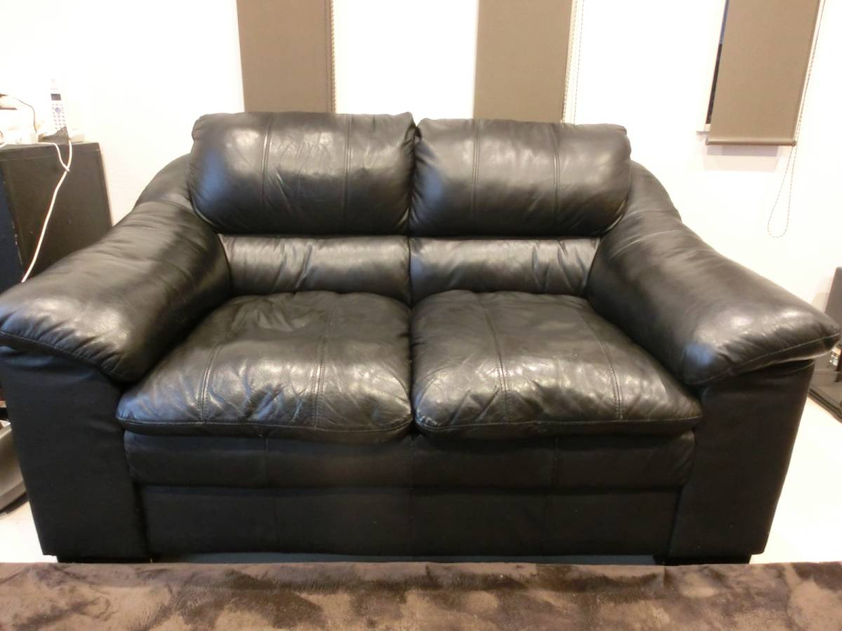 ニトリ 中古 黒 モダンな空間を演出する 合成皮革 中古品 革ばりソファ 