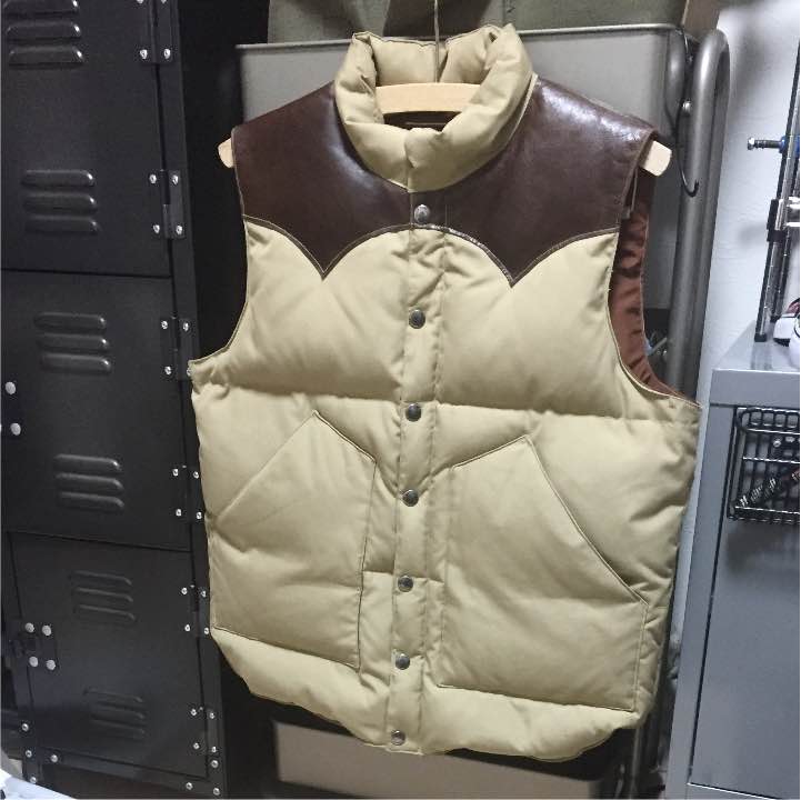 SUGAR CANE レザーヨーク ダウンベスト グリーン M SUGAR CANE LEATHER